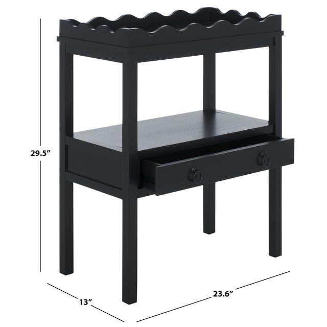 Contemporary Darlyn Scalloped Rectangle Accent Table in Matte Black For Sale - Image 3 of 9