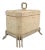 Postmodern Faux Travertine Ceramic Box With Metal Stand and Handle For Sale