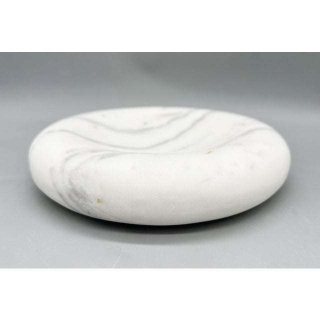 Contemporary Contemporary White Marble Catchall Dish, Sculptural Stone Trinket Tray - Organic Modern, Minimalist, Transitional For Sale - Image 3 of 11