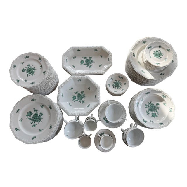 1960s Rosenthal Maria Emerald "Greenhaven" Pattern, Jackie Kennedy-Era-Traditional 111-Piece Fine Porcelain Set For Sale - Image 18 of 18