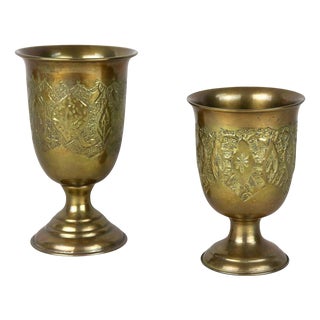 Antique Biedermeier Brass Goblets, 1860, Set of 2 For Sale