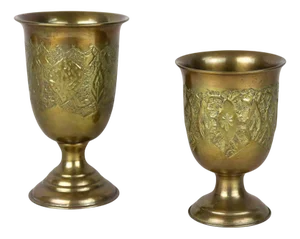 Antique Biedermeier Brass Goblets, 1860, Set of 2