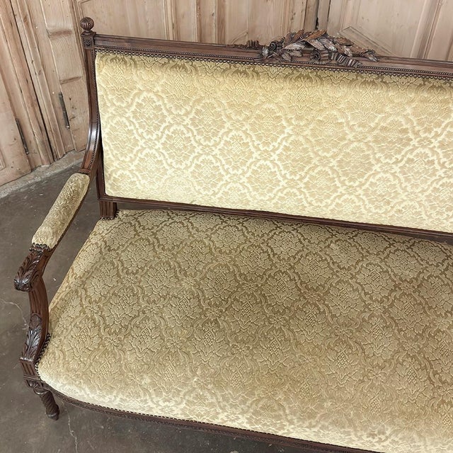 19th Century French Louis XVI Walnut Canape ~ Sofa For Sale - Image 14 of 16