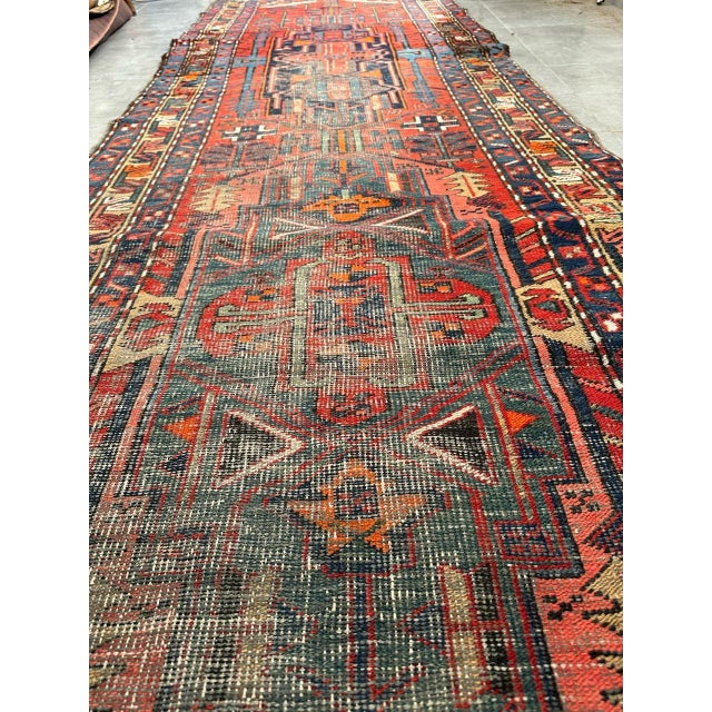 Red Vintage Heriz Runner, 1940s For Sale - Image 8 of 18
