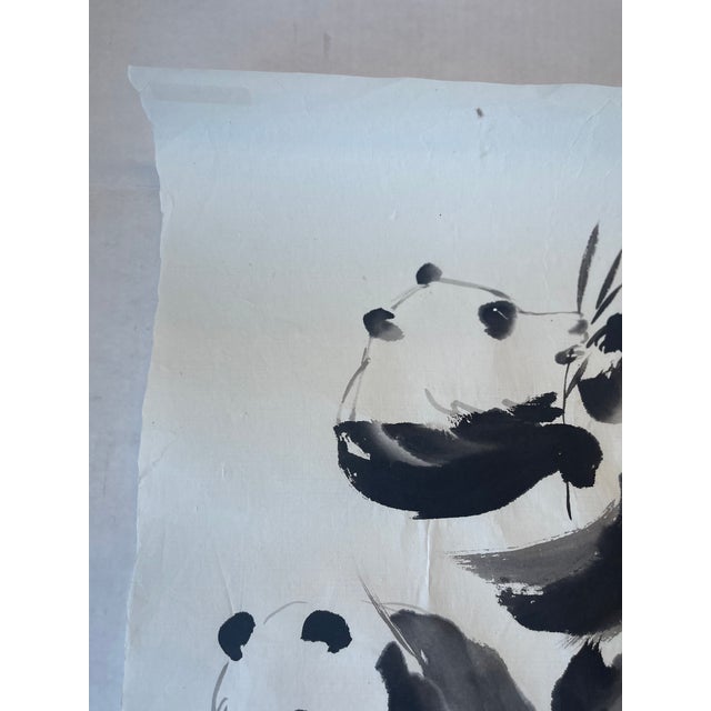 Vintage Ink Wash Painting of Pandas by j.p. Gaston, Sumi-E Style on Rice Paper, Signed. For Sale - Image 9 of 11