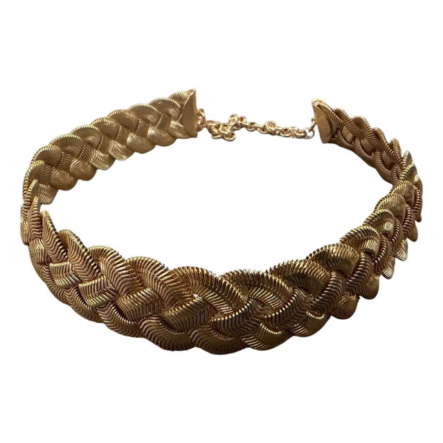 A 2000s Costume Jewelry Gilt Metal Italian Choker Necklace For Sale