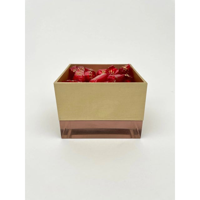 Purple Acrylic & Gold Metal Cube Box by Alessandro Albrizzi, Italy, 1970s For Sale - Image 12 of 15