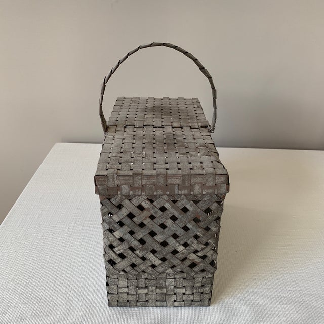 Antique Woven Metal Square Basket Chairish