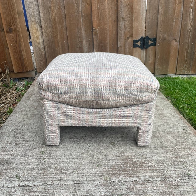 Marge Carson Marge Carson Tweed Parson Ottoman For Sale - Image 4 of 8