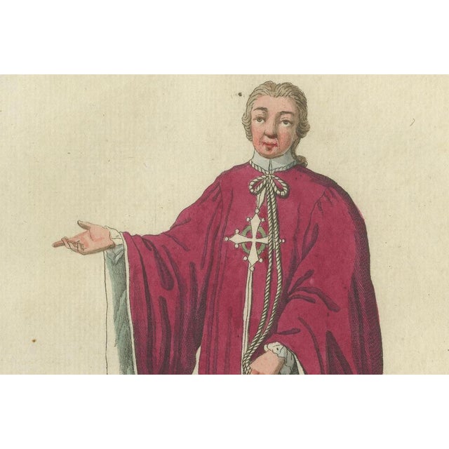 Schwan, Knight of the Holy Saints Maurice and Lazarus, 18th Century, Hand-Colored Engraving For Sale - Image 3 of 10