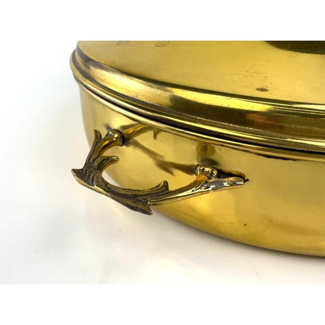 Mid 20th Century Hollywood Regency Solid Brass Covered Serving Dish For Sale - Image 4 of 12