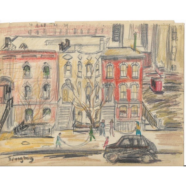 Grace Spongberg (American, 1906-1992) oil pastel on paper, singed lower left, estate stamp on reverse. Grace Spongberg...