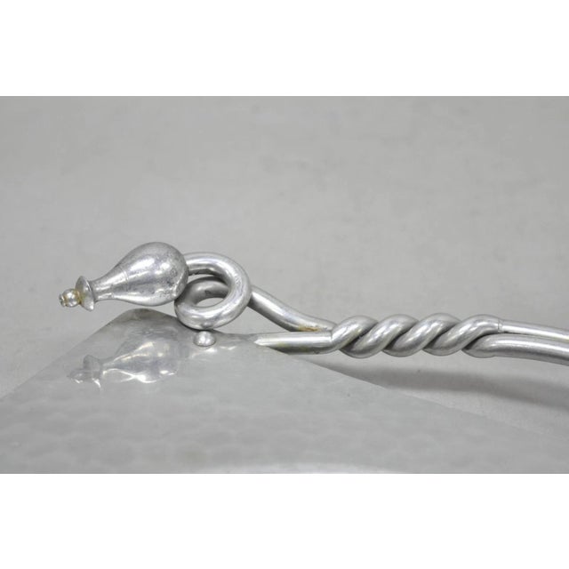 Vintage Buenilum Art Nouveau Hand Hammered Aluminum Serving Tray W Tulip Handles For Sale - Image 4 of 14