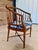 Brown Vintage Chinoiserie Drexel Heritage Faux Bamboo Walnut Spindle Arm Chair Newly Upholstered For Sale - Image 8 of 12