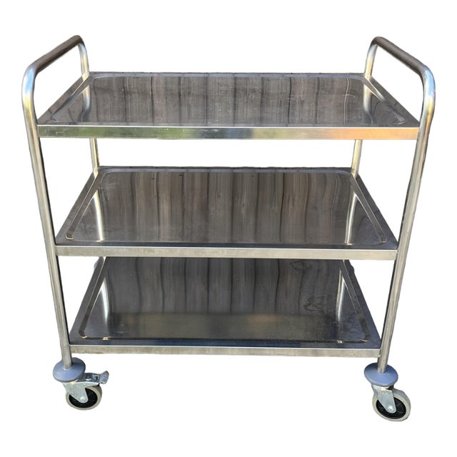 Professional Steel Bar Trolley with 4 Swivel Wheels, 1980s For Sale