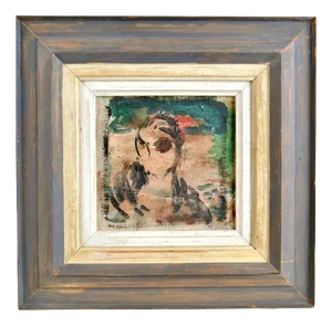 French Artist, Expressive Portrait, 1950s, Painting on Canvas, Framed