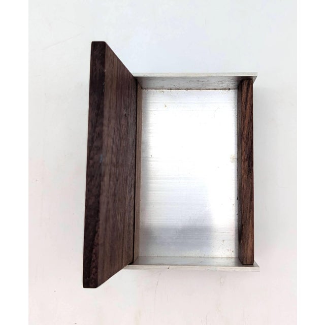 Mid 20th Century Walnut Wood & Brushed Aluminum Cigarette or Trinket Box For Sale - Image 10 of 10