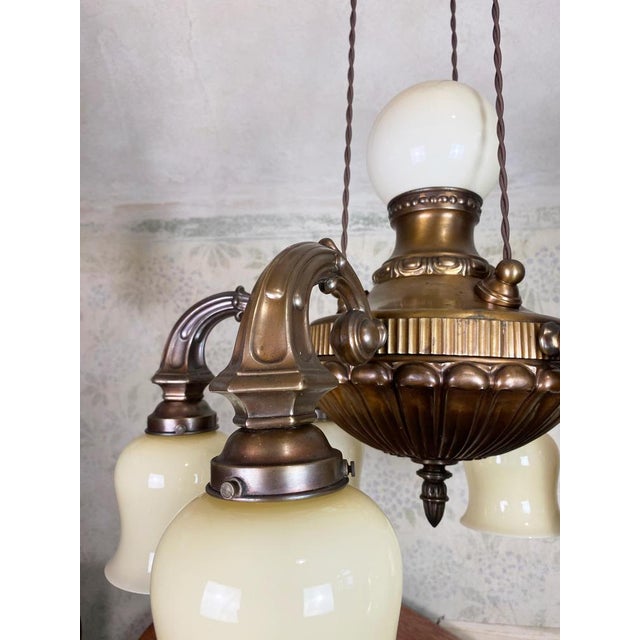 Brass Chandelier in Copper, 1910s For Sale - Image 4 of 13