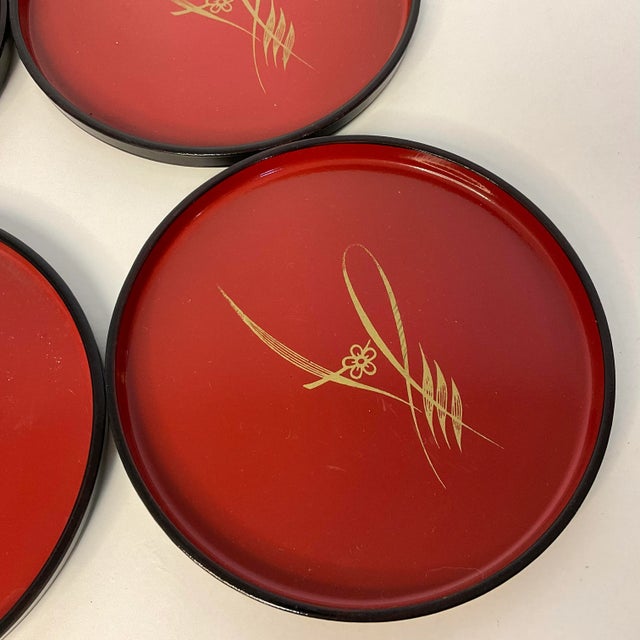Japanese Mid-Century Japanese Chinoiserie Large Round Coasters - Set of 4 For Sale - Image 3 of 8