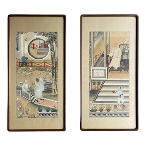Pair of Framed Chinese Pen & Ink Paintings From Early 20th Century
