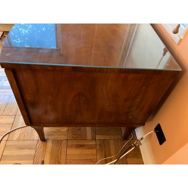 Vintage Art Deco Desk With Glass Topper For Sale - Image 4 of 5