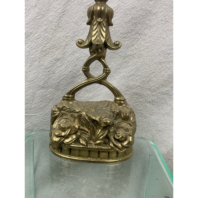 Victorian Antique Solid Brass Rose Motif Doorstop For Sale - Image 3 of 8