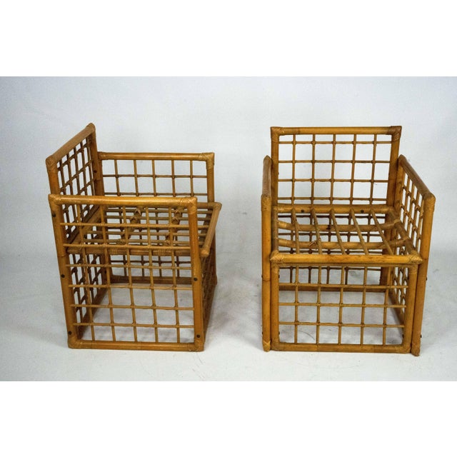 Wood Vintage Rattan and Bamboo Armchairs from Vivai Del Sud, 1960s, Set of 2 For Sale - Image 7 of 8