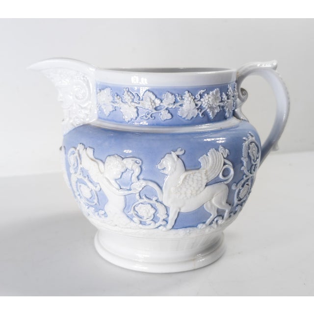 Ridgway Porcelain 19th Century English Staffordshire Neoclassical Lavender Blue and White Pitcher by Ridgway For Sale - Image 4 of 15