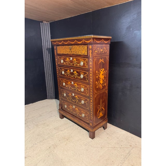 Tall 18th Century Dutch Marquetry Chest of Drawers For Sale - Image 11 of 17