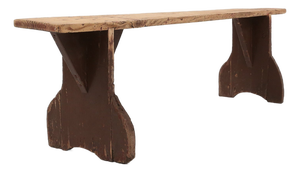 Rustic Wooden Bench with Brown Painted Feet, France, 1890s