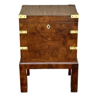 Italian Burl Wood Document Box on Stand, Circa 1950 For Sale