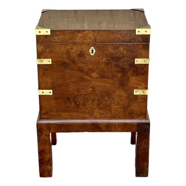 Italian Burl Wood Document Box on Stand, Circa 1950 For Sale