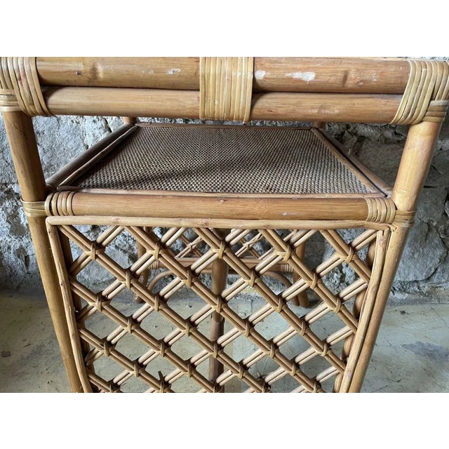 Brown Wicker Table and Chairs, 1970s, Set of 3 For Sale - Image 8 of 18