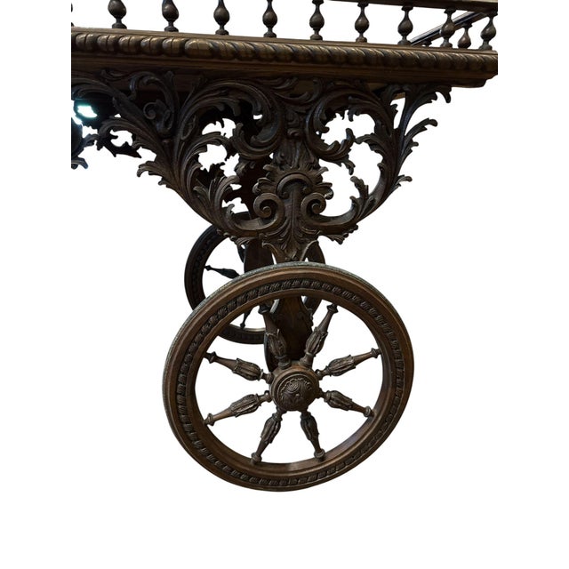 Brown Antique Handcarved French Tea Cart, Circa 1880 For Sale - Image 8 of 8