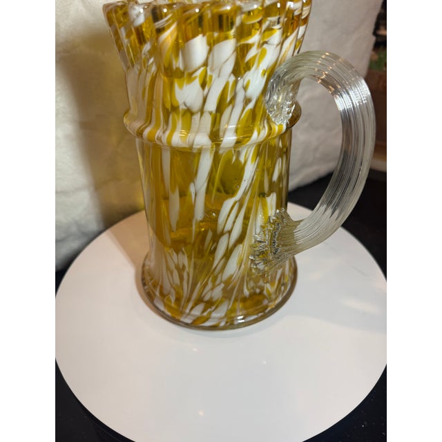 1950/60s Murano Yellow Macchia Glass Pitcher With Rigadin Handle For Sale In Los Angeles - Image 6 of 6