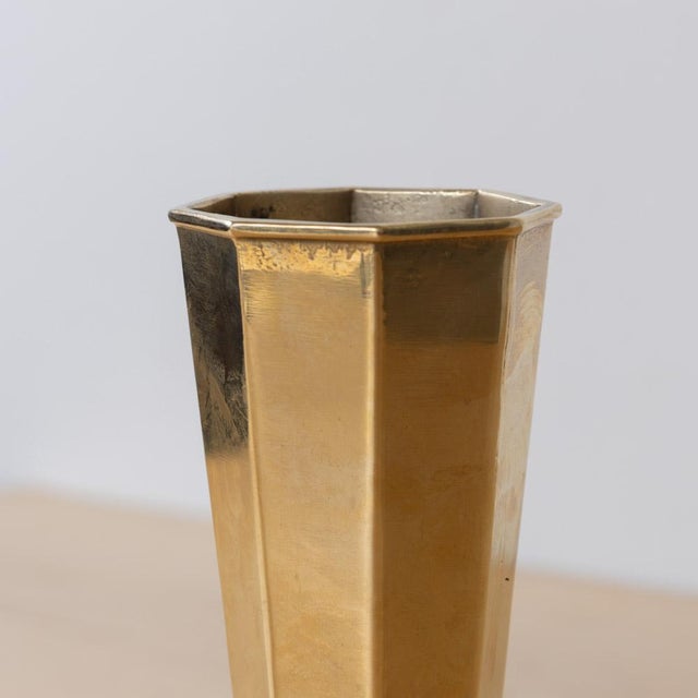 1950s French Brass Faceted Vase For Sale - Image 10 of 10