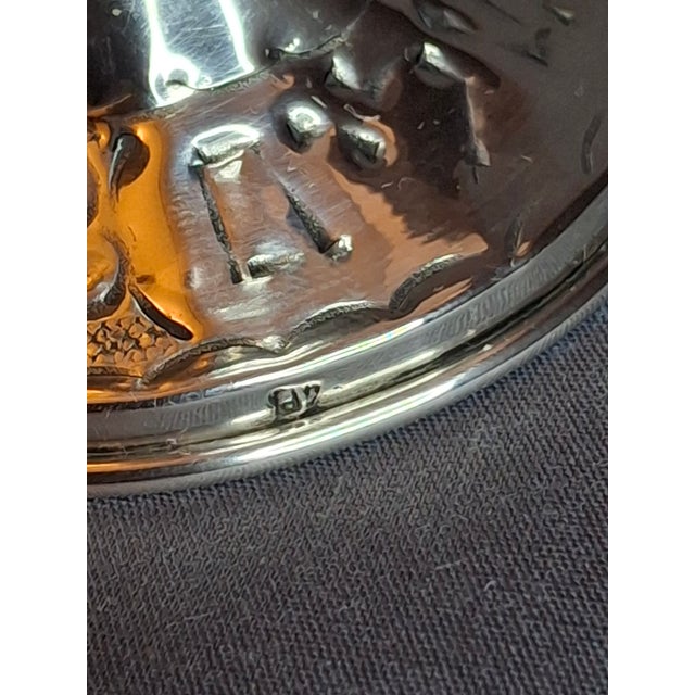 Vintage Jerusalem Solid Silver Kiddush Cup - Hand-Chased Repoussé Grapes Fish Scales For Sale - Image 15 of 17