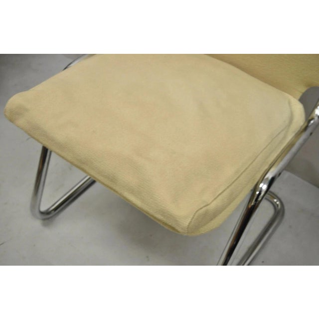 Mid Century Modern Milo Baughman Style Tubular Chrome Cantilever Side Chair For Sale - Image 11 of 12