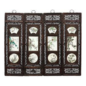 Antique Chinese Hand Painted Porcelain Panels -Wall Hanging, Set of 4