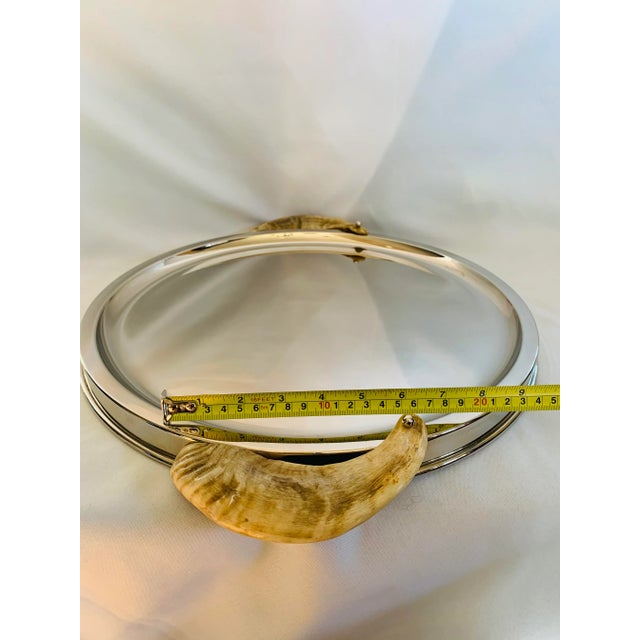 Mid 20th Century Ravarini Castoldi Vintage Silverplate & Horn Handle Tray For Sale - Image 10 of 13