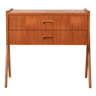 Scandinavian Teak Bedside Table with Two Drawers, 1960s For Sale