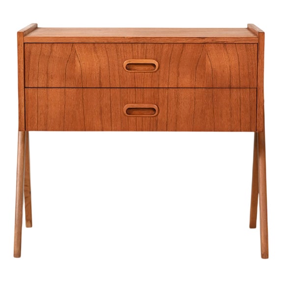 Scandinavian Teak Bedside Table with Two Drawers, 1960s For Sale