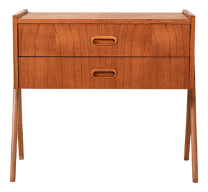 Scandinavian Teak Bedside Table with Two Drawers, 1960s