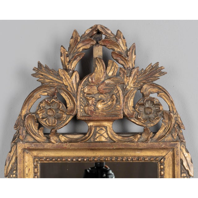 French Country French Louis XVI Parcel Gilt Bridal Mirror For Sale - Image 3 of 9