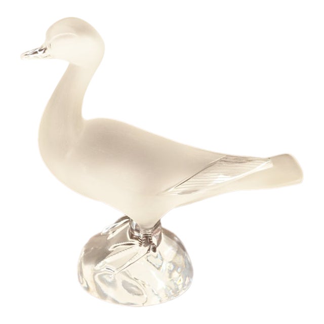 Lalique Art Deco Frosted Crystal Large Standing Duck Sculpture For Sale