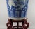Grand 40" Vintage Blue & White Chinoiserie Floor Vase & Carved Stand For Sale - Image 4 of 17