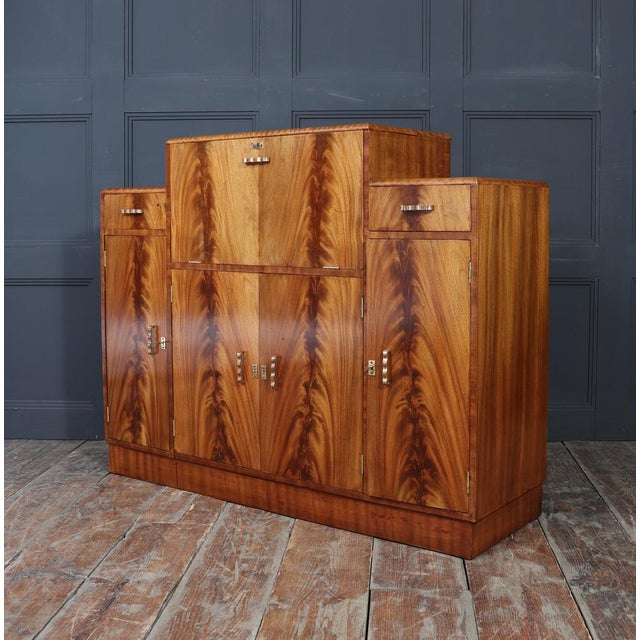 English Art Deco Walnut Cocktail Sideboard, 1930s For Sale - Image 15 of 16
