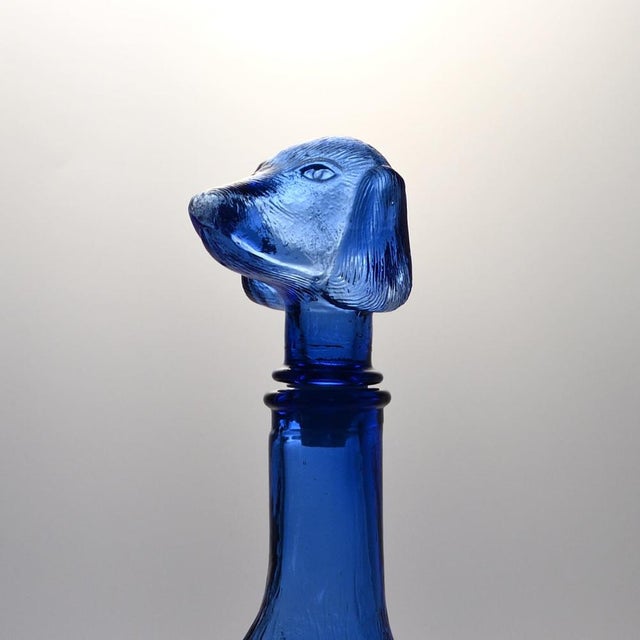 Dog-Shaped Carafe in Blue Glass from Empoli, 1960s For Sale - Image 4 of 15