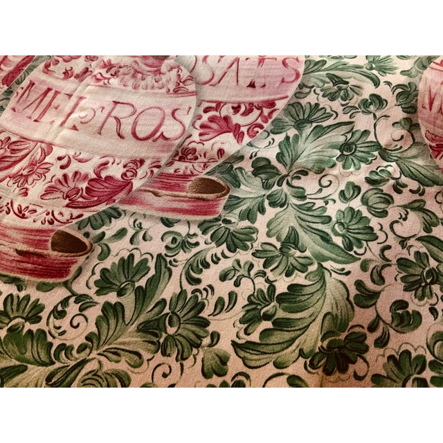 Green Rare French Apothecary Toile Fabric - Vatican Museum Archive Design, 1930s For Sale - Image 8 of 12