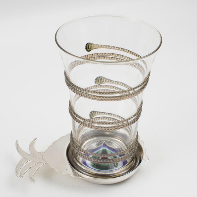 Metal Sterling Silver and Murano Art Glass Barware Coasters Set of 6, Italy circa 1960 For Sale - Image 7 of 18